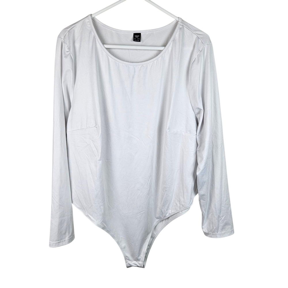 Shein Curve+‎ White Bodysuit Long Sleeve Plus Size 5X Scoop Neck Womens